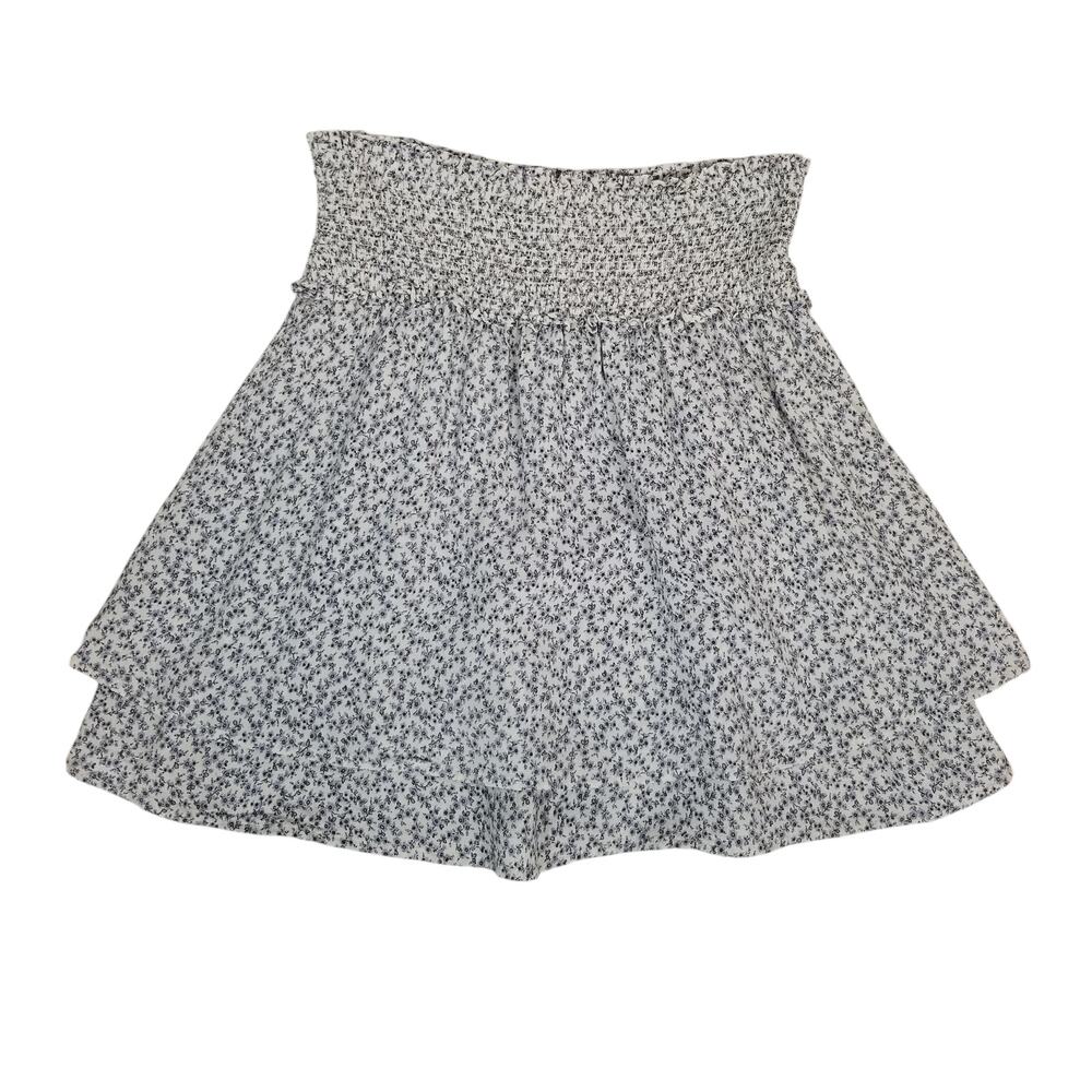 Rails Womens Blue White Ditzy Floral Smocked Elastic Waist Flouncy Mini Skirt XS